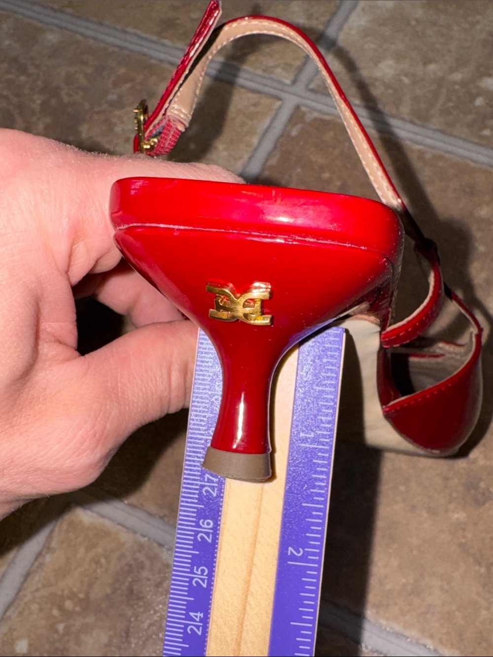 Sale 💃🏼 Sam Edelman Toni Slingback Kitten Heels Shoes Women’s Size 9.5 Red Color - Picture 17 of 17